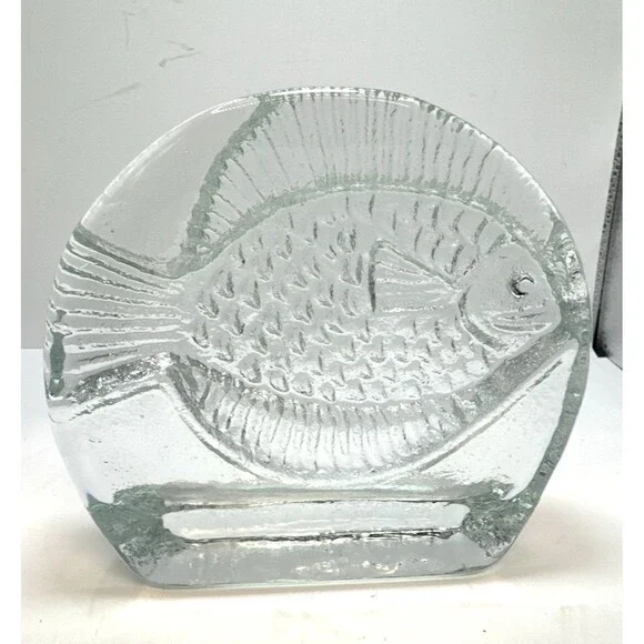 Pair 2 vintage Pilgrim Glass fish bookends from the 1970s 3D nautical ocean - Picture 6 of 7